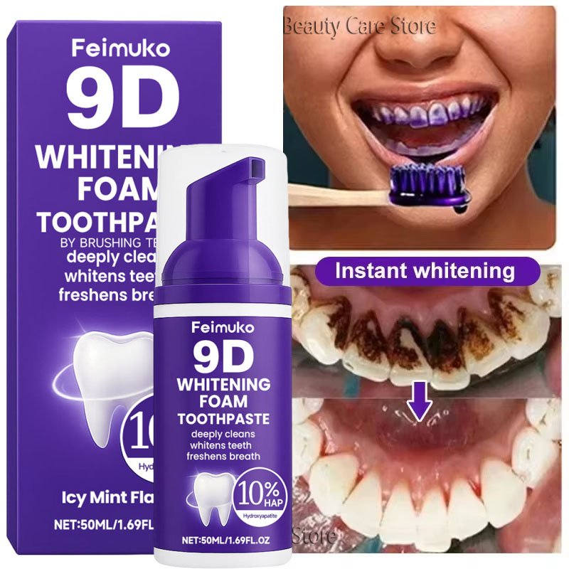 Teeth Whitening Yellow Teeth - Pasta Dental Blanqueadora 9D Purple, Mousse,