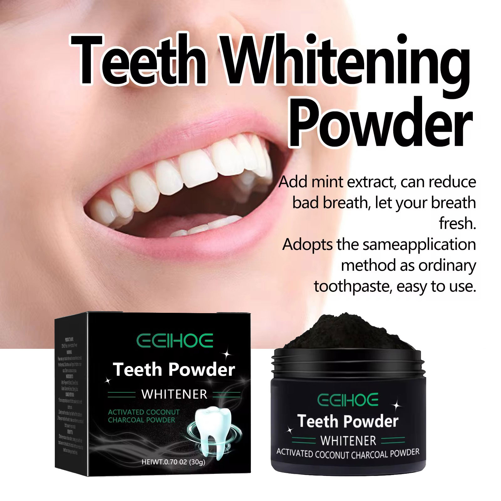EELHOE-polvo de carbón para pr - Teeth Whitening Charcoal reseña y precio