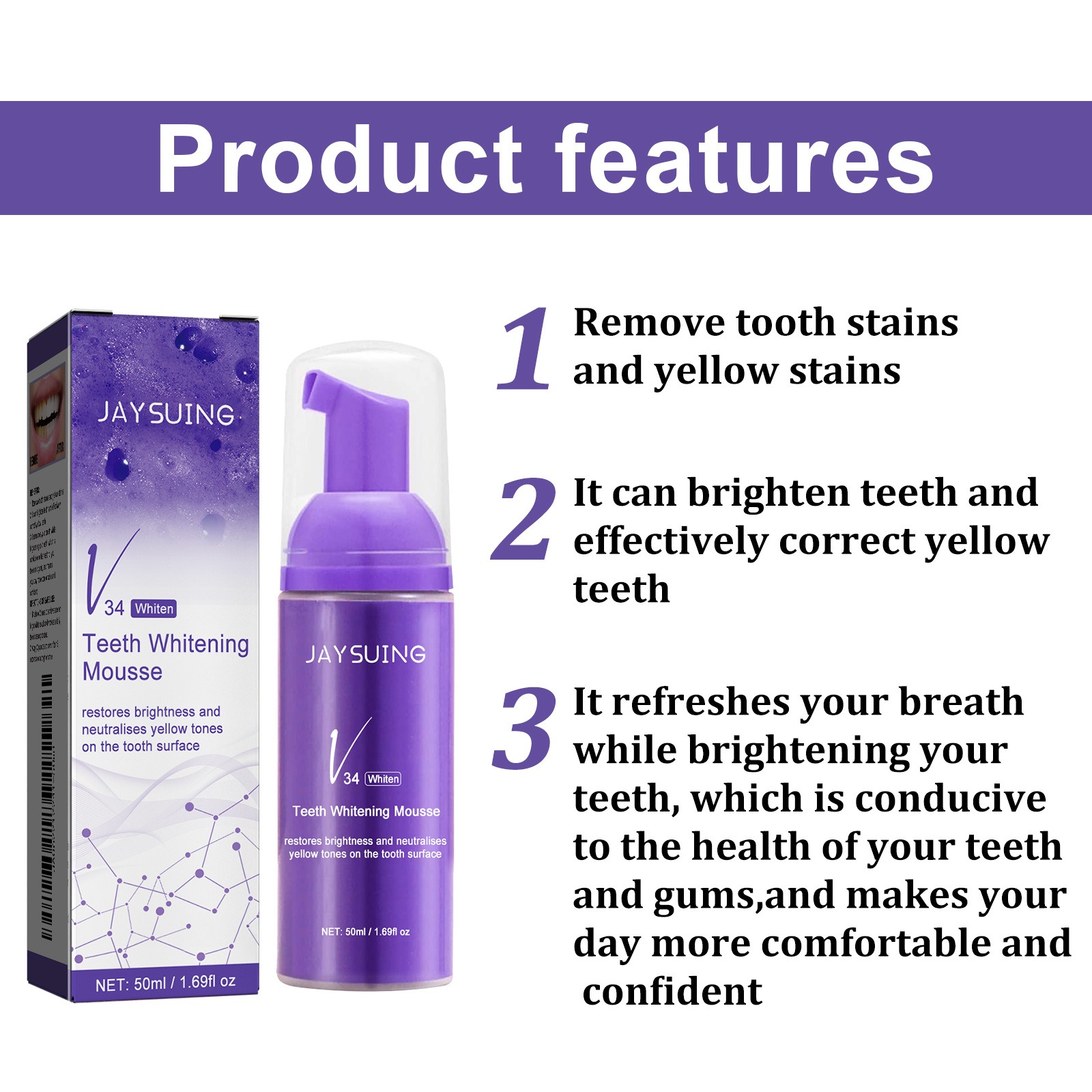 Pasta de dientes V34 Mousse pa - Teeth Whitening Yellow Teeth reseña y precio